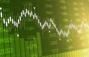 Investment update: Russia and Ukraine crisis March 2020. Image green stock market graph