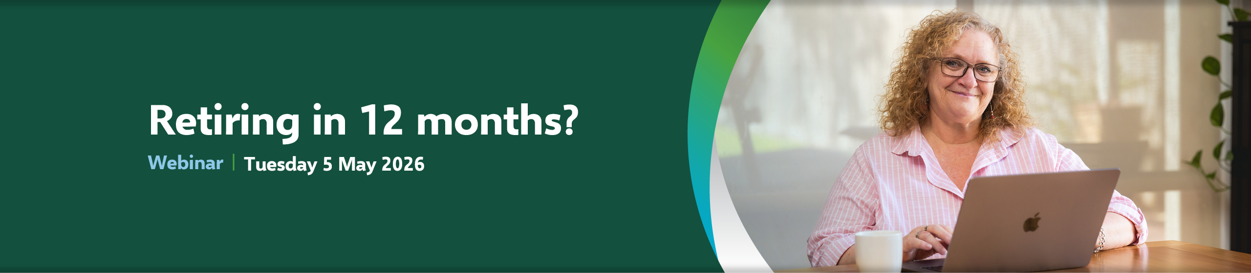 Happy lady watching webinar on her laptop