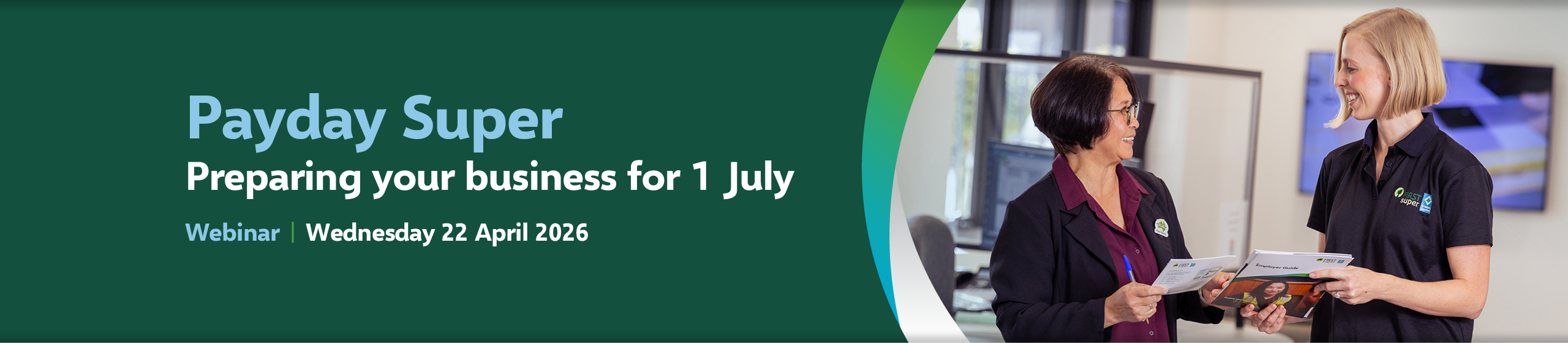 First Super coordinator chatting with an employer